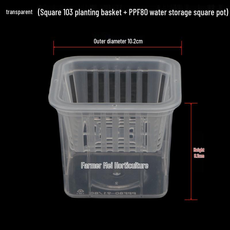 Transparent Square Orchid Hydroponic Pot with Observation Basket