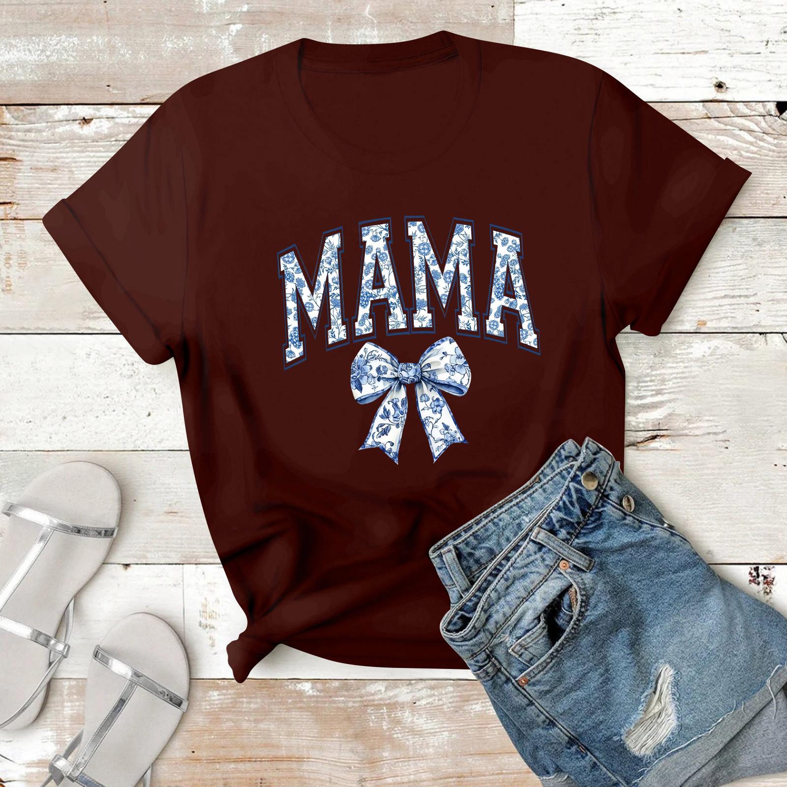 

Женская повседневная футболка с принтом, пуловер с круглым вырезом, топ с короткими рукавами XXL винный