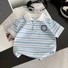 2Pcs/set Baby Set Casual Summer Boys Girls Blue Suits Clothes Stripe Polo Shirt + Short Pant Toddler Kids Set For Girls Boys
