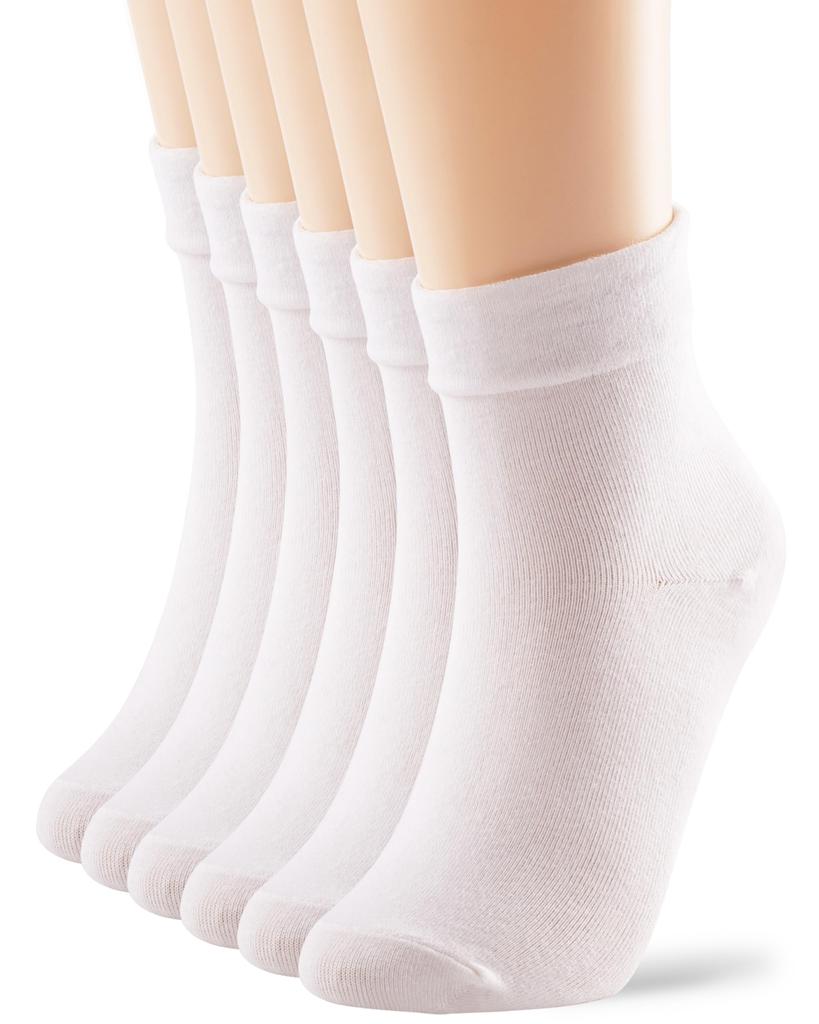 Stretch Solid Breathable Size White K-LORRA Women's Shape-Keeping Socks, Cuff, Cotton, 6-Pair Set, Color, Unisex, Material, Small,