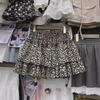 Leopard Print High-Waist Ruffled Skirt - Summer 2024 Women's Pleated Short Skirt with Elastic Waist