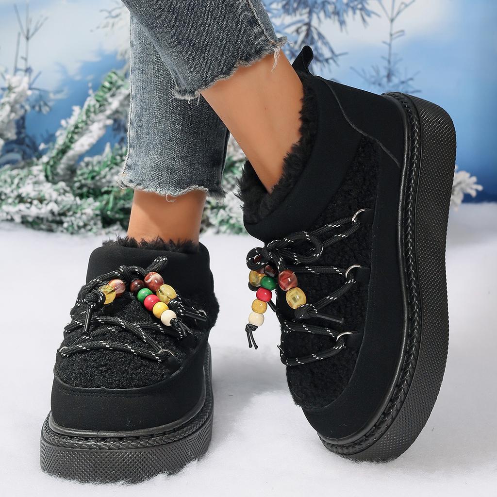 2025 Fall/Winter New Plus Size Lace-up Thick-soled Snow Boots Warm and Thickened Fashion Snow Boots