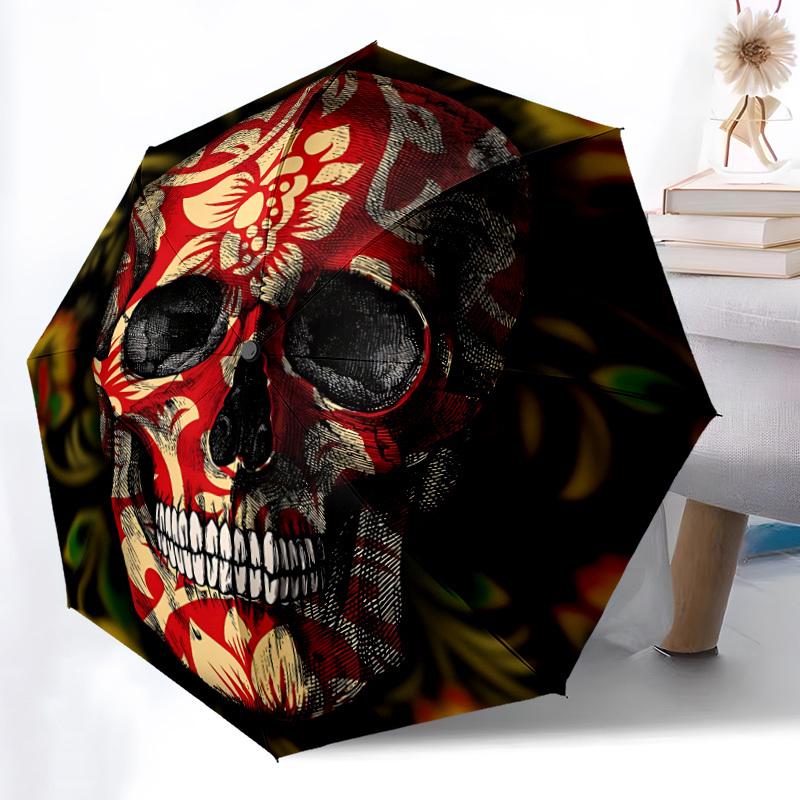 

1pc Skull Pattern Automatic Opening/Closing Folding Umbrella with 8 Ribs, Portable Sunshade Umbrella Birthday and Holidays gifts yy250105117
