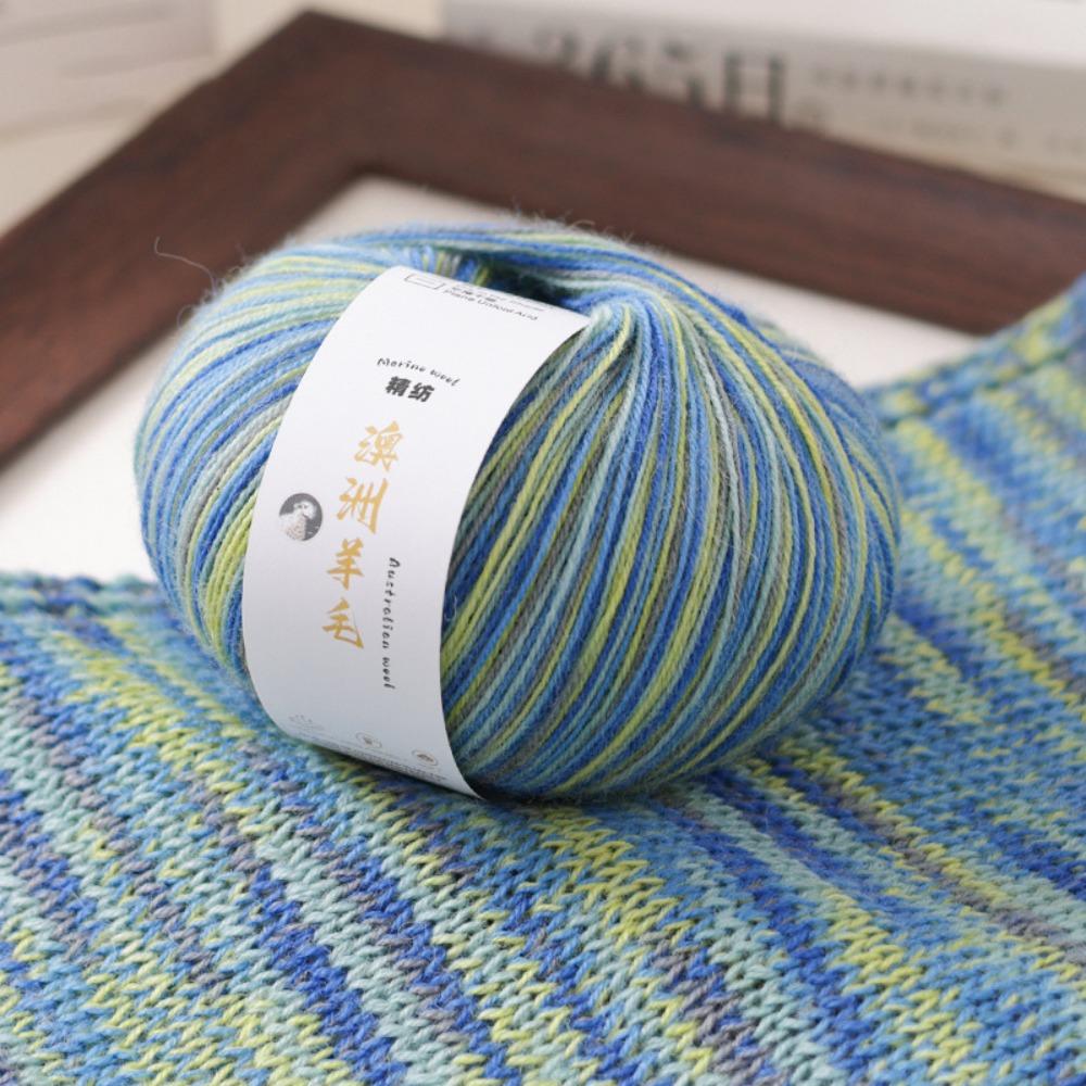 

50g/ Roll Durable Gradient Color Wool Yarn Multicolor Handmade Crochet Yarn Knitting DIY Long Velvet Yarn for Blanket Scarf