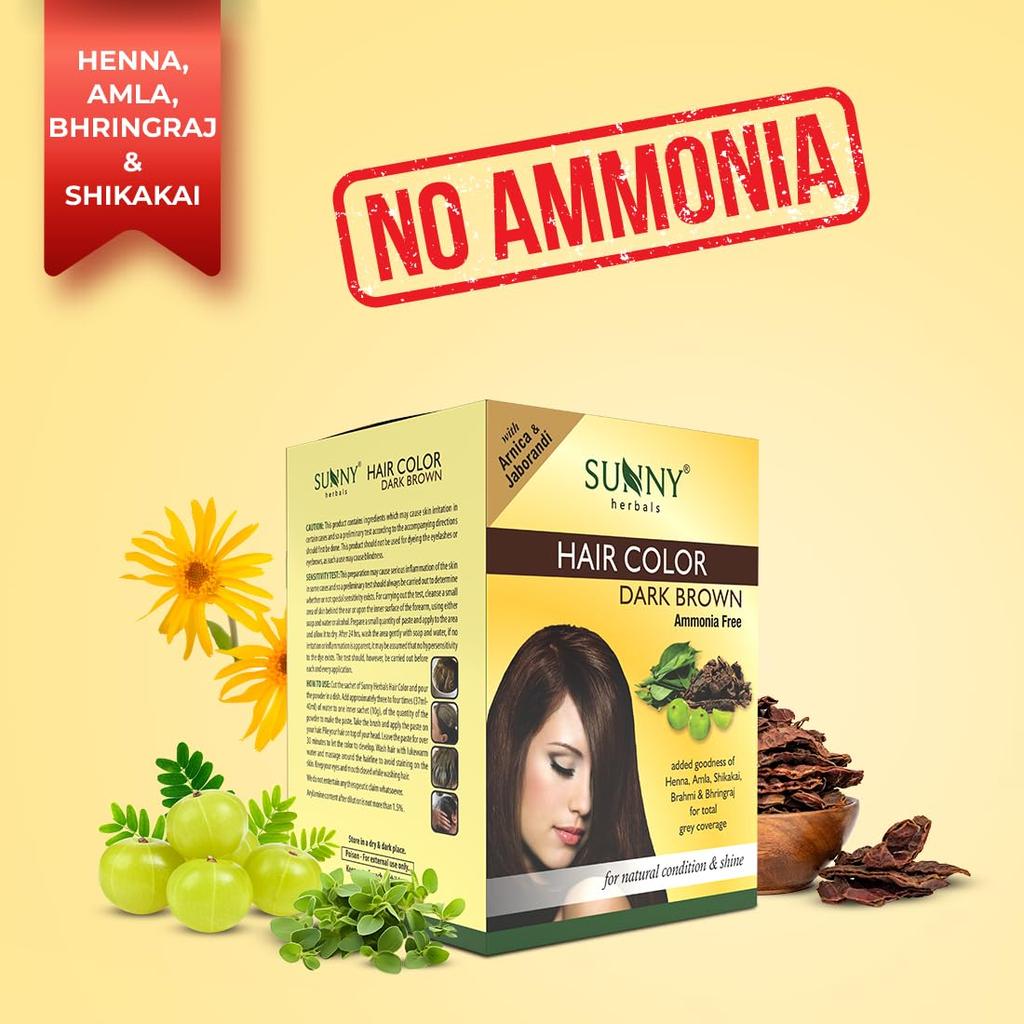 Sunny Herbals Coloration Cheveux Brun Foncé 20G X Lot de 12 | Nuance Naturelle Longue Durée | Cheveux Doux et Brillants Unisexe