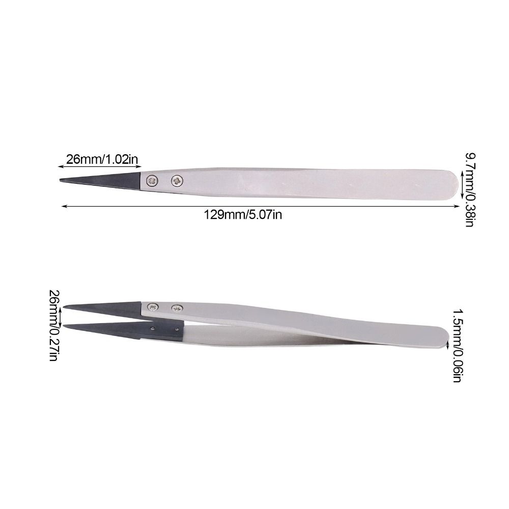 Stainless Steel ESD-Safe Tweezers Plastic Head Straight Anti-Static Tweezers Pointed Tip Fine Pointed Engineer Tweezers