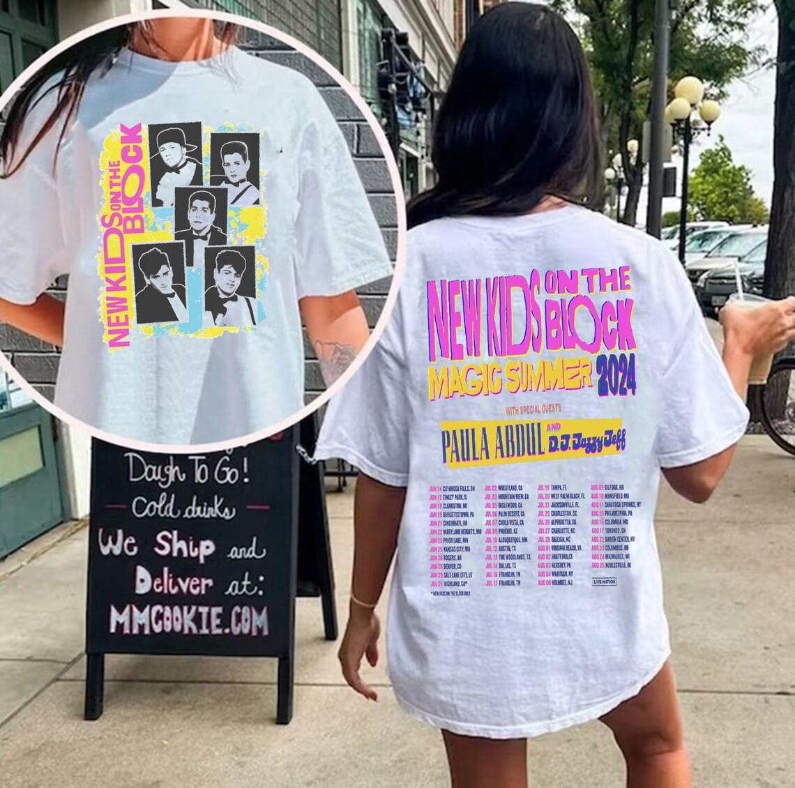 New On The Block The Magic Summer Tour 2024 T-Shirt Mens Womens Tees Top Gift Fans Music 3XL