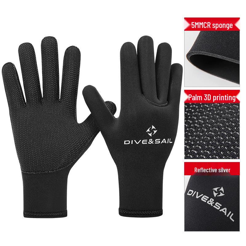 DIVE&SAIL 5MM Diving Gloves: Cold-Proof, Scratch-Resistant for Swimming, Surfing, Fishing, Rescue & Cycling