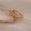 Zircon Butterfly Rings For Women Gold Color Stainless Steel Adjustable Finger Bow Ring Wedding Aesthetic Jewelry Gift 2024