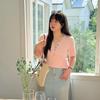 Zhi Xuan Plus Size Women's Dopamine Color Knit Button T-shirt - Spring 2026 Slimming Top