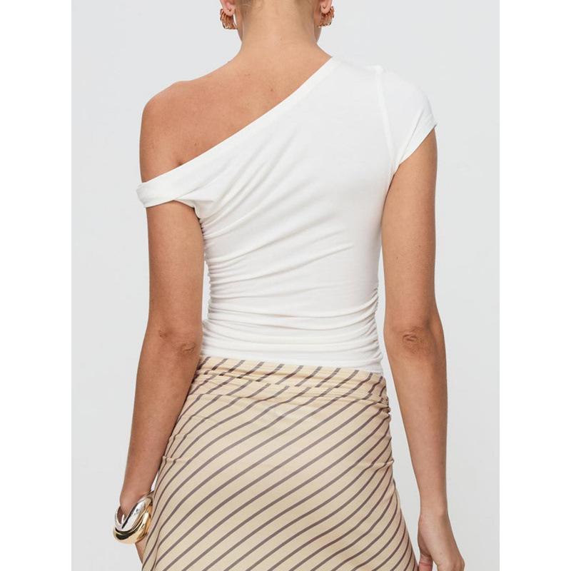 Asymmetrisches Off-Shoulder Freizeit-Oberteil für Damen 2025