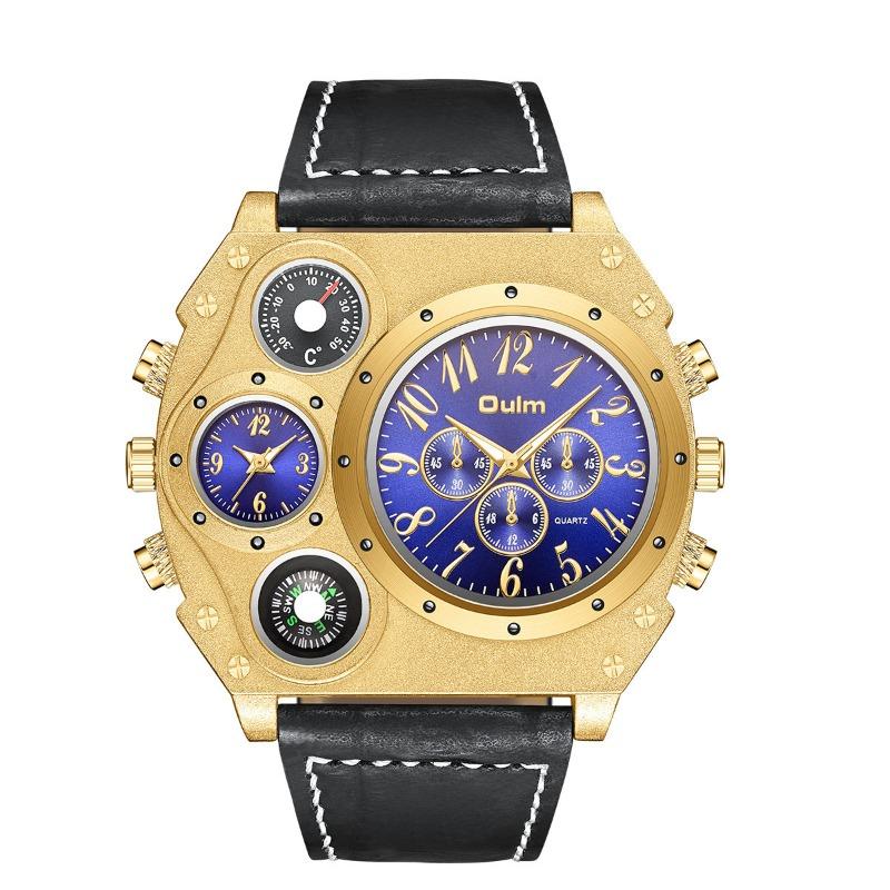 New Large Dial Multi-Time Zone Men's Watch Quartz Watch Men's Watch Personalized Casual Compass Watch