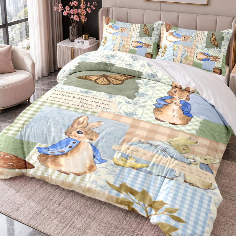 Peter Rabbit 3Pcs Bedding Set Duvet Cover With Two Pillowcases For Bedroom Home Decoration