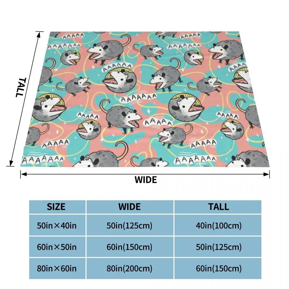 

Одеяло с узором «Опоссум» из флиса, лето-осень-зима, мягкое одеяло с изображением опоссума и животного для дома, спальни, плюшевое тонкое одеяло 150x200cm 60x80inch