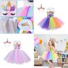 Unicorn Cosplay Girls Dress With Rainbow Pattern For Halloween Party