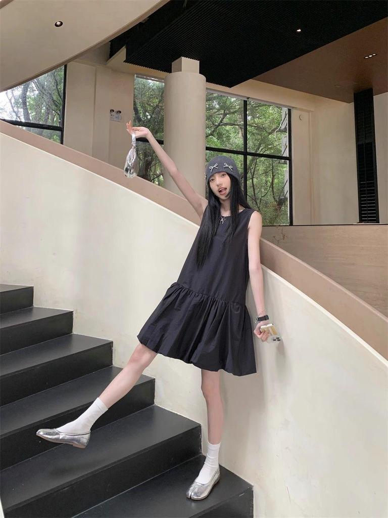 Petite Women's Elegant Summer Dress with Lining & Zipper - Loose, Bud-Shaped Short Skirt