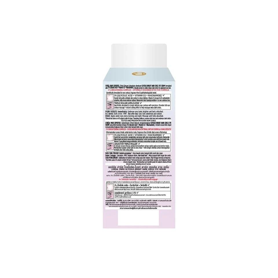 L’Oréal Paris Bright Dark Circle Oogserum 3% GLYCOLZUUR + VIT C + NIACINAMIDE - 20ml