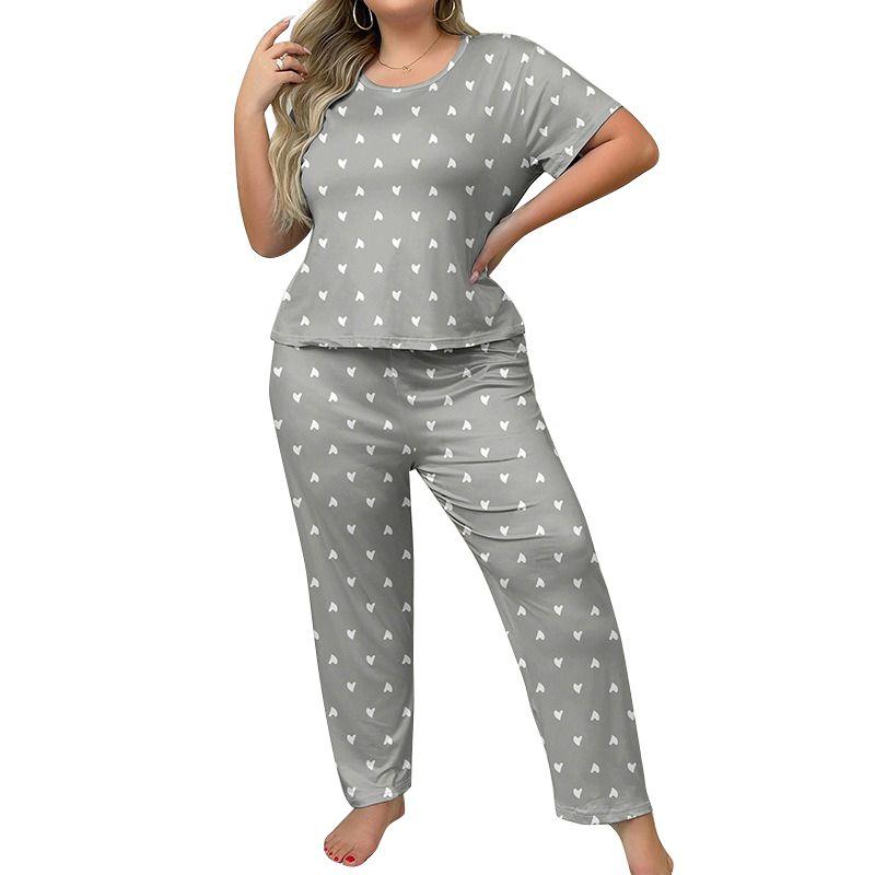

Женские пижамные комплекты больших размеров, повседневная свободная футболка с коротким рукавом и брюки, домашняя одежда 5XL