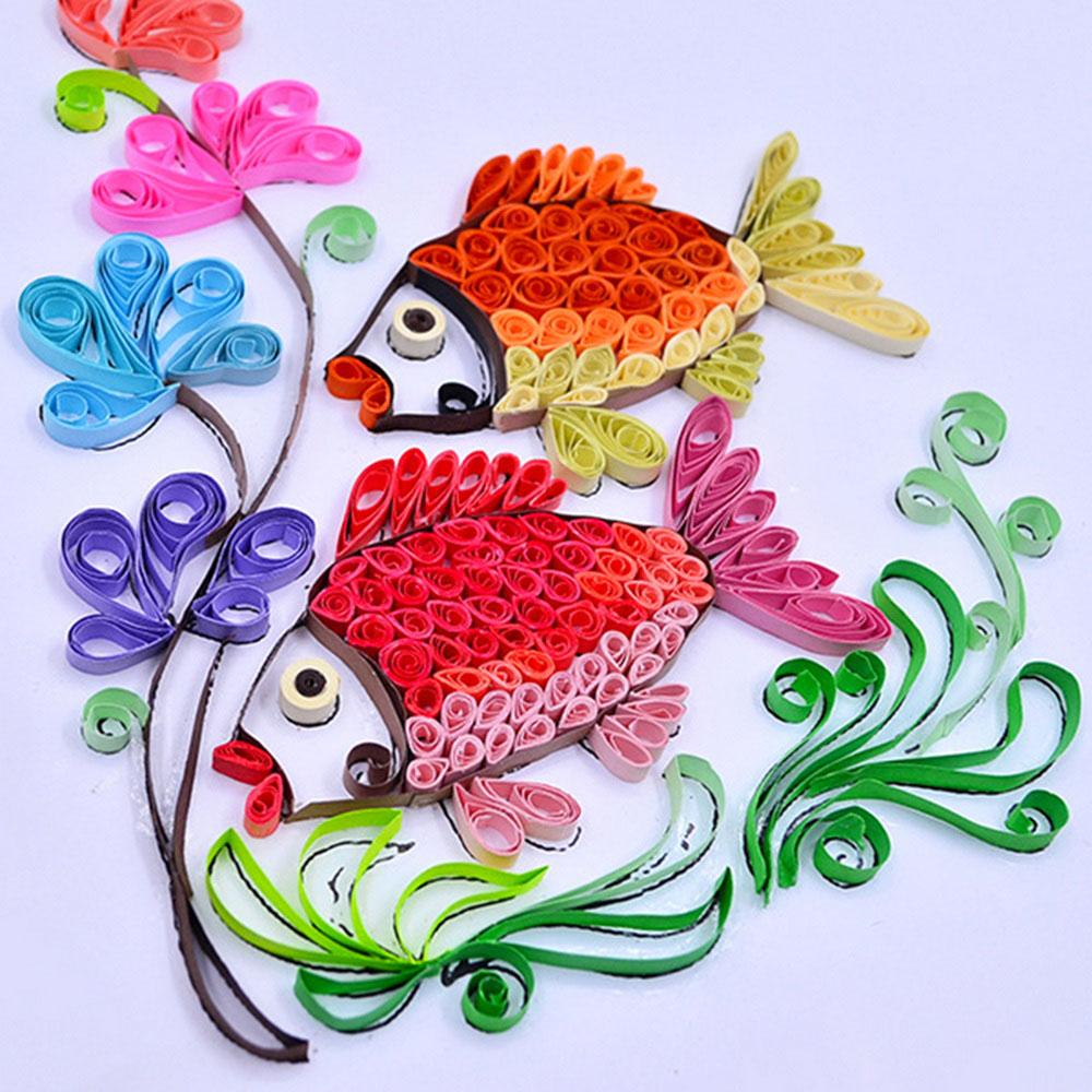 500 Stück 50 Farben Haus DIY Paper Quilling Papier Dekor Stressabbau Geschenk Bastelwerkzeuge