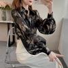 Ladies Temperament Top Tihua Printed Shirt Loose Lantern Sleeve Flower Shirt Niche Design Chiffon Shirt