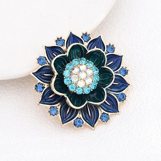 Artistic Floral Brooch Retro Flower Pin, Lapel Pin with Rhinestone Rhinestone, Metal Clothing Jewelry Accessory for Women Girls Daily Wear
