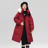 Damen Mittellange Kapuzen-Daunenjacke X40143404F