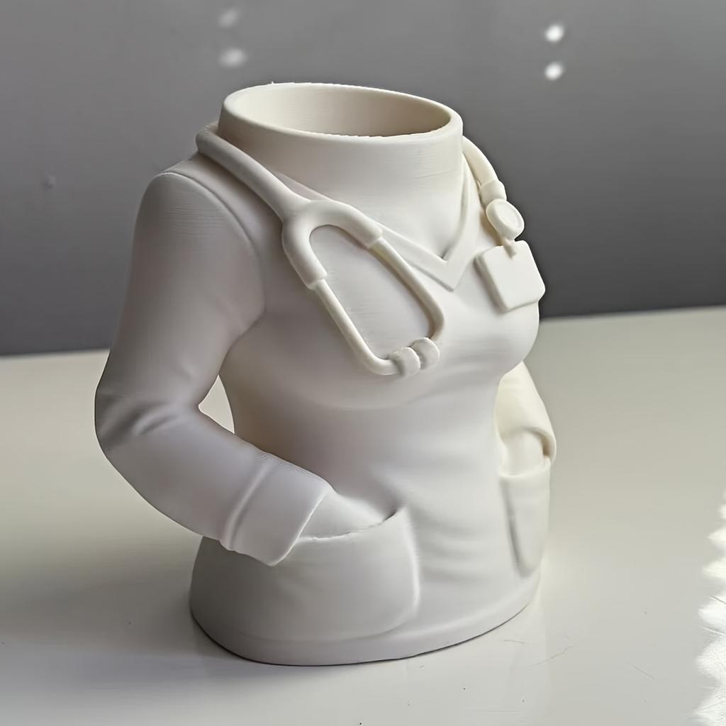Nurse Shaped Pen Holder, White Coat Shaped Desktop Decoration, Stationery Storage Box