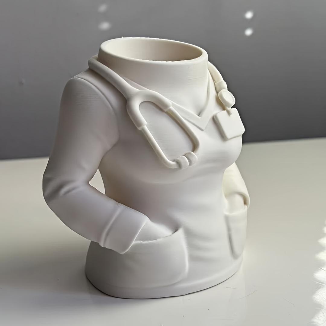 

Nurse Shaped Pen Holder, White Coat Shaped Desktop Decoration, Stationery Storage Box белый