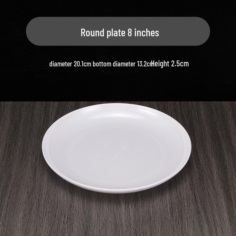 White Melamine Round Plate - Imitation Porcelain, Large and Durable, Perfect for Hotels and Restaurants