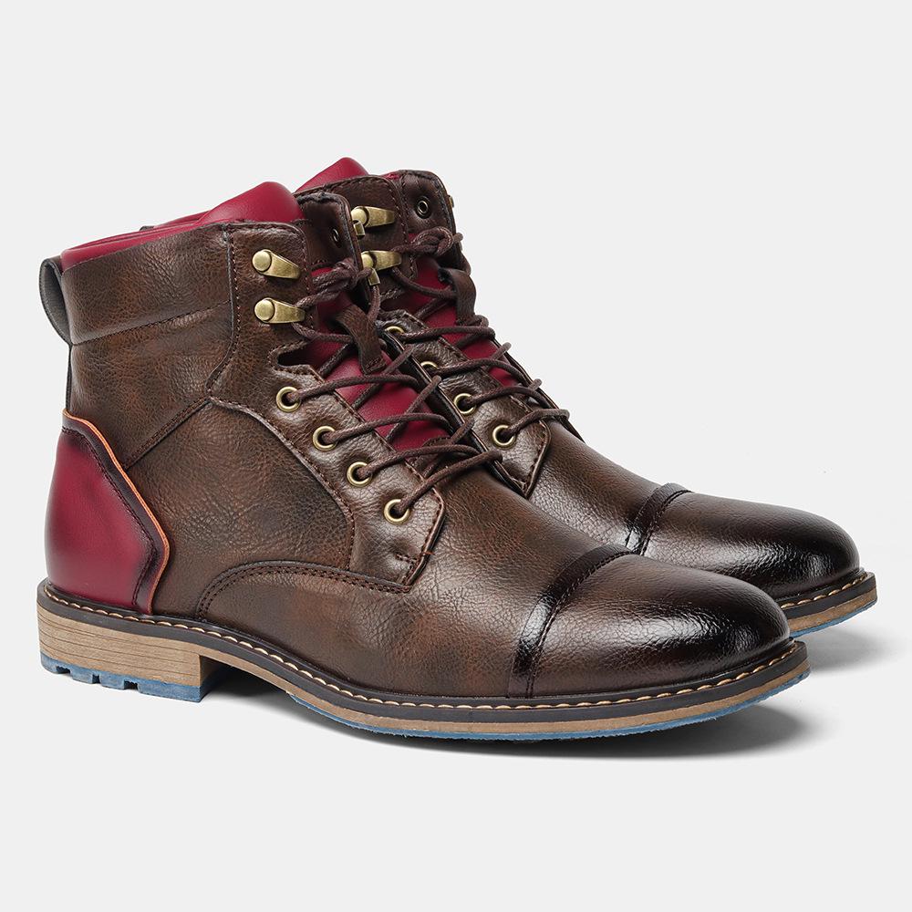 Plus Size Men's High-Top Leather Workwear Ankle Boots - US Size Fashion Martin Boots