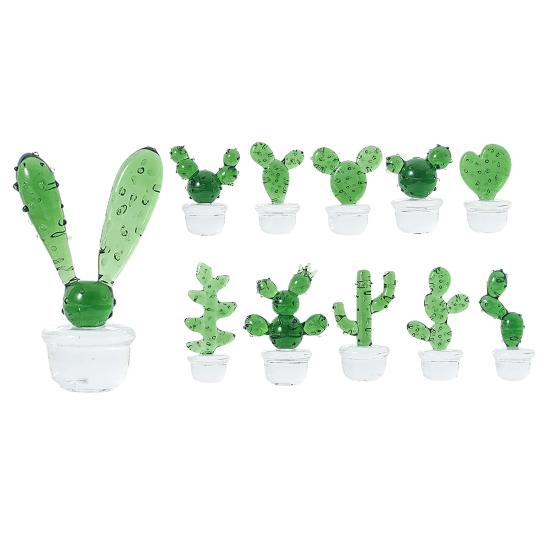 Cactus Ornaments Good Craftsmanship Decorative Glass Miniature Cactus Bonsai Figurine