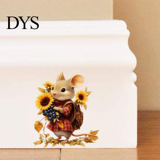 Creative Soft Decoration Gifts Mouse Wall Stickers, Waterproof PVC Autumn Retro Fairy Tale Decals, Removable Peel Versatile Home Embellishments