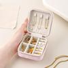 Portable Jewelry Box Faux Leather Travel Organizer for Earrings Necklaces Rings Elegant Velvet Lining Compact Jewelry Case for Women Girls