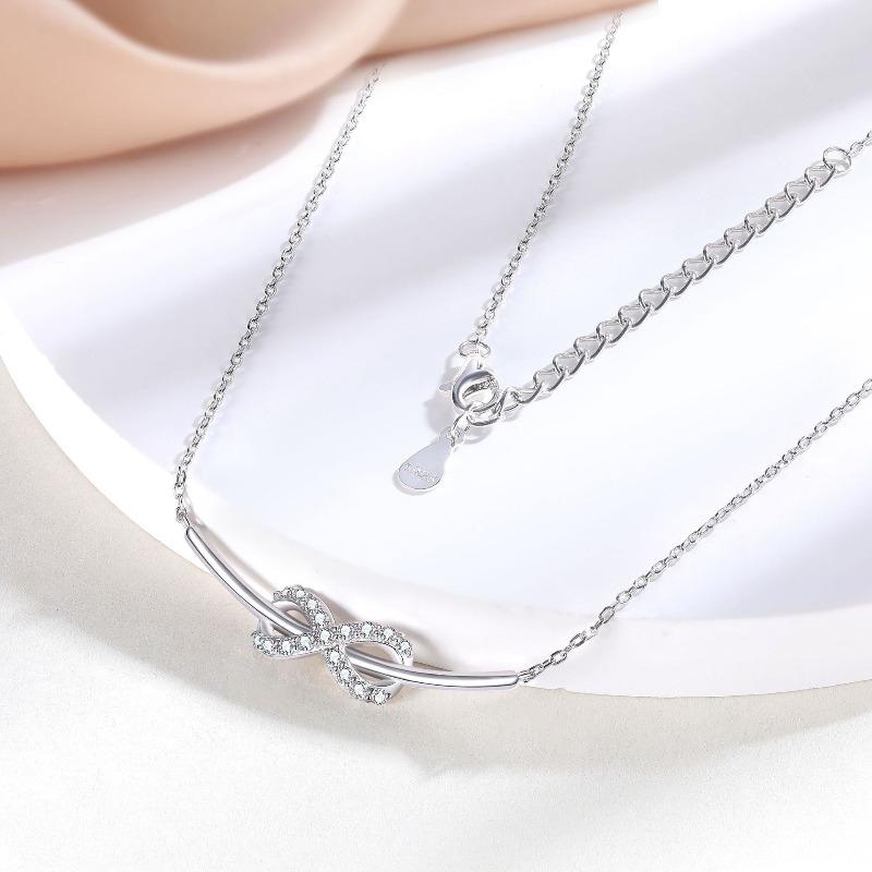 Accessories New 925 Sterling Silver Love Infinite Necklace Women's Niche Design Personalized Bow Neck Chain ins