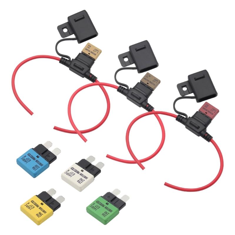 32V 30A Reusable Fuses Holder with 12 AWG Wire for Car Trucks Boats with Waterproof Caps Fuses Holder Quick Installation