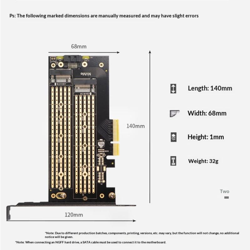 Dual M.2 Pcie 4.0 Adapter For Nvme/Ngff Ssd Nvme (M Key) And Sata (B Key) Ssd To Pcie X4 X8 X16 Slot For Desktop Pc Sk6