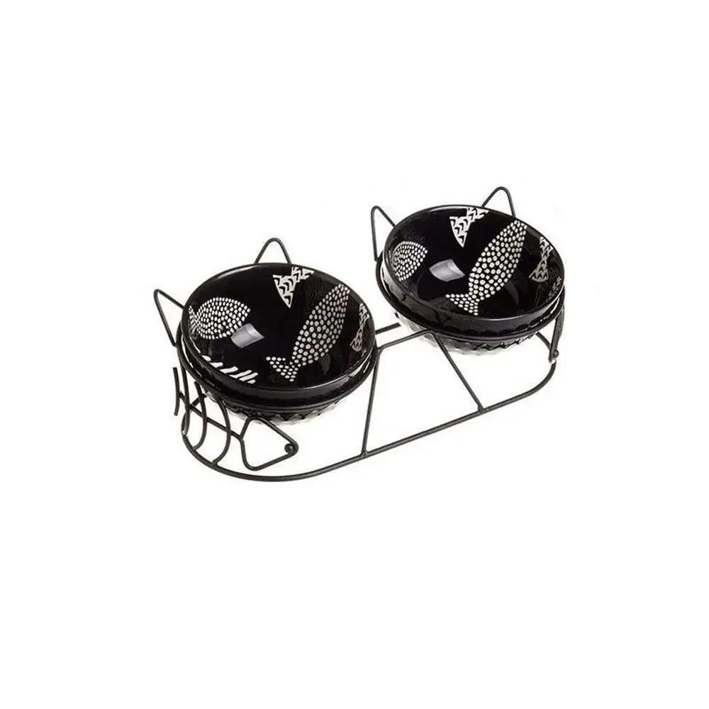 Feeder Drinker Oblique Mouth For Dog Cat Elevated Dishes Water Feeder Container Pet Feeder Bowl Pet Supplies Cat Double Bowl