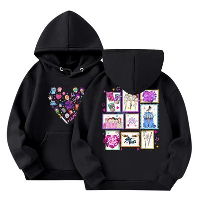 Moda Infantil Pulôver Leve de Manga Comprida com Bolsos Moletom Estampado