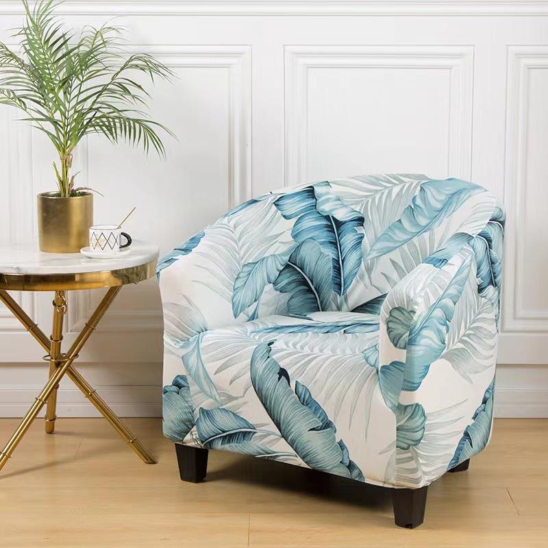 1pc Stretch Printed Club Armchair Cover Washable Tub Chair Slipcover Relax Single Chair Case for Coffee Bar Living Room Office