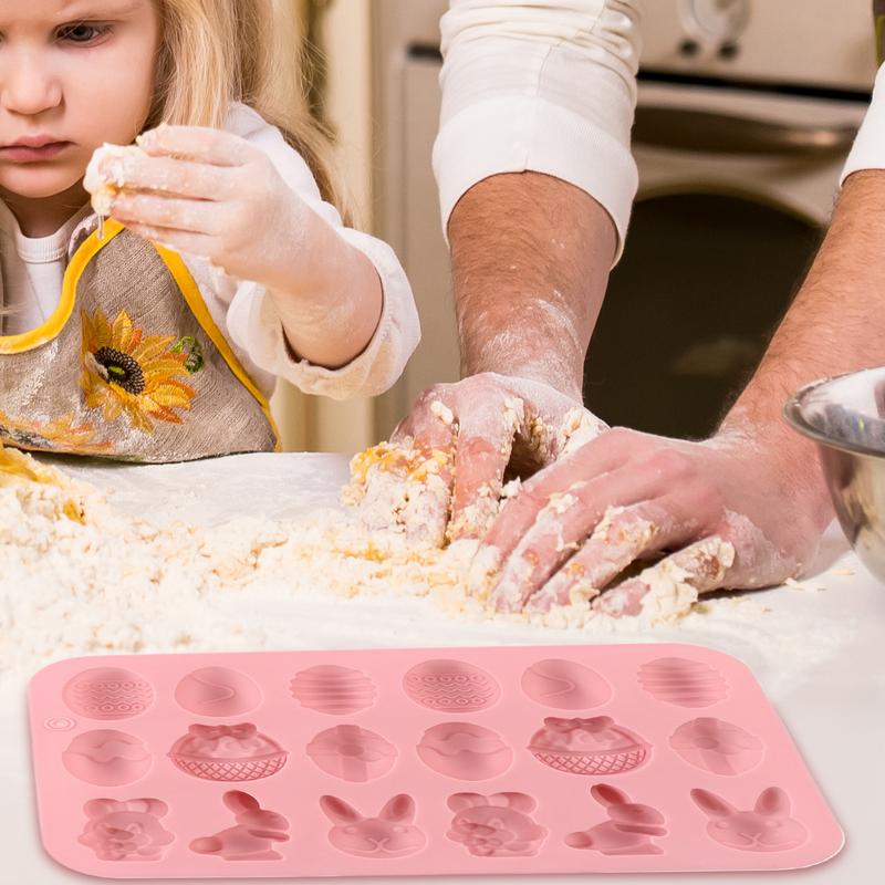 Easter Silicone Cookie Mold Chocolate Molds Bunny Egg Silicone Baking Mold Egg Pattern Resin Molds Safe Bunny Cookie Molds For