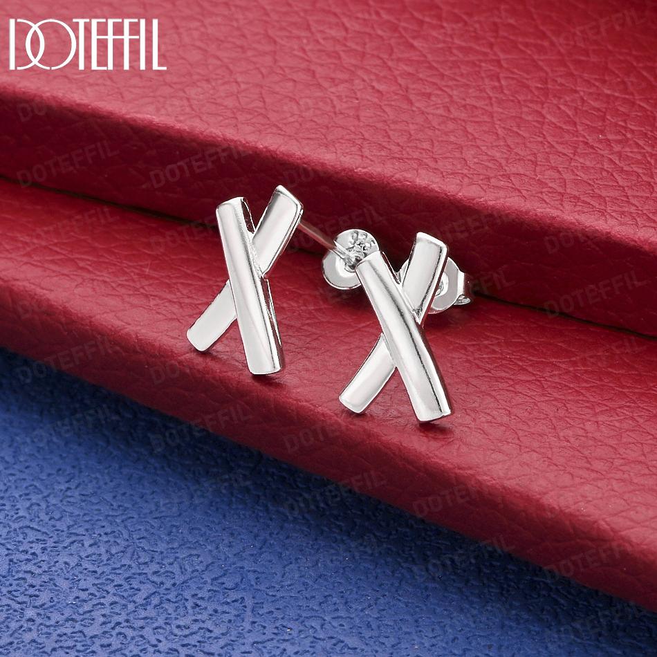 925 Sterling Silver Simple Letter X Earrings - Banquet Pendant Jewelry