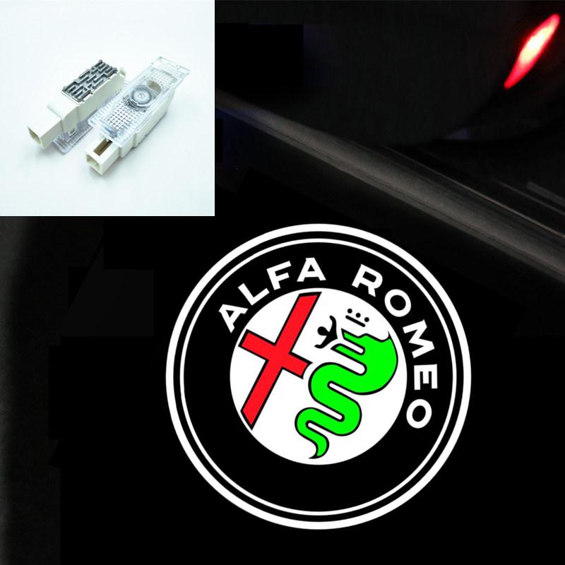 CYYPT1 Car LED Welcome Door Lights Emblem Accessory For Alfa Romeo 156 159 147 4C 8C 166 Giulia Giulietta Mito Stelvio Spider GT Tonale