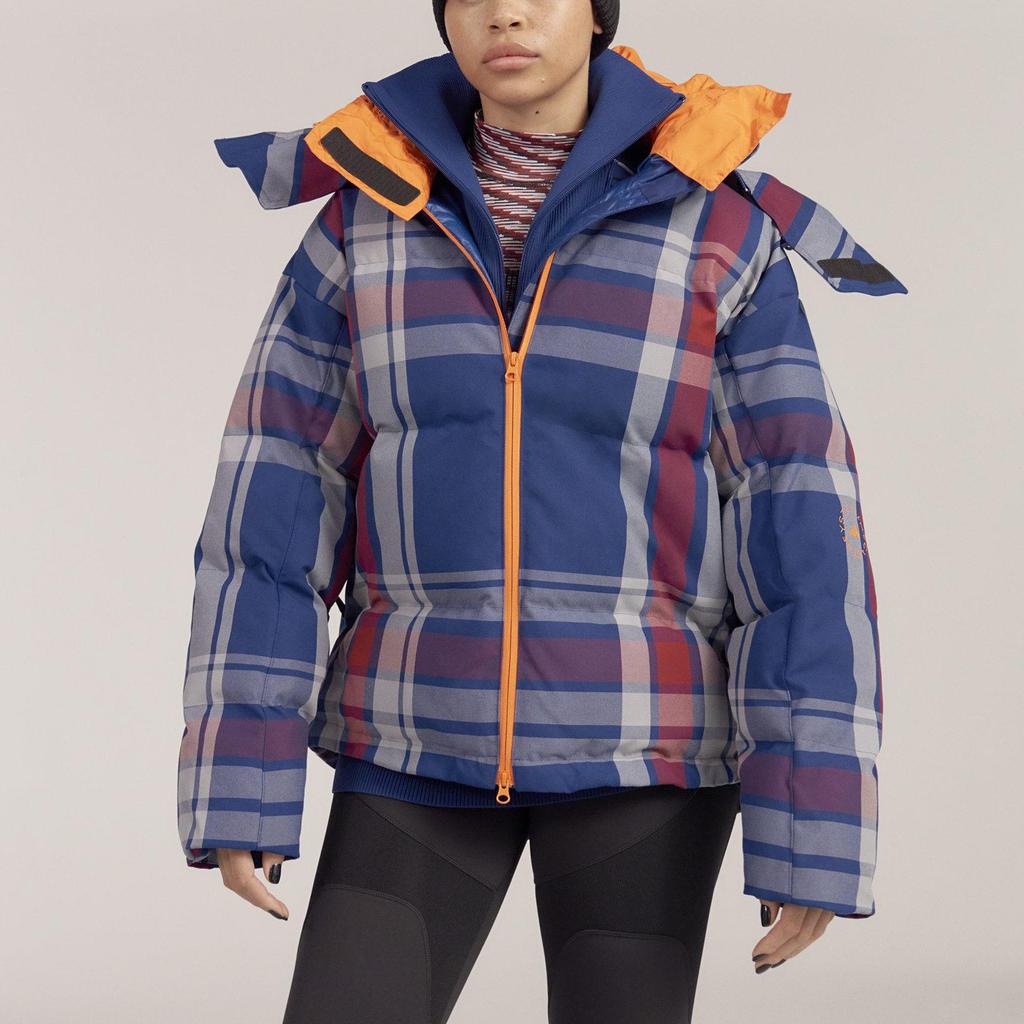 Adidas Stella McCartney Allover Karomuster Kapuzen-Daunenjacke Damen Oberbekleidung HG6904