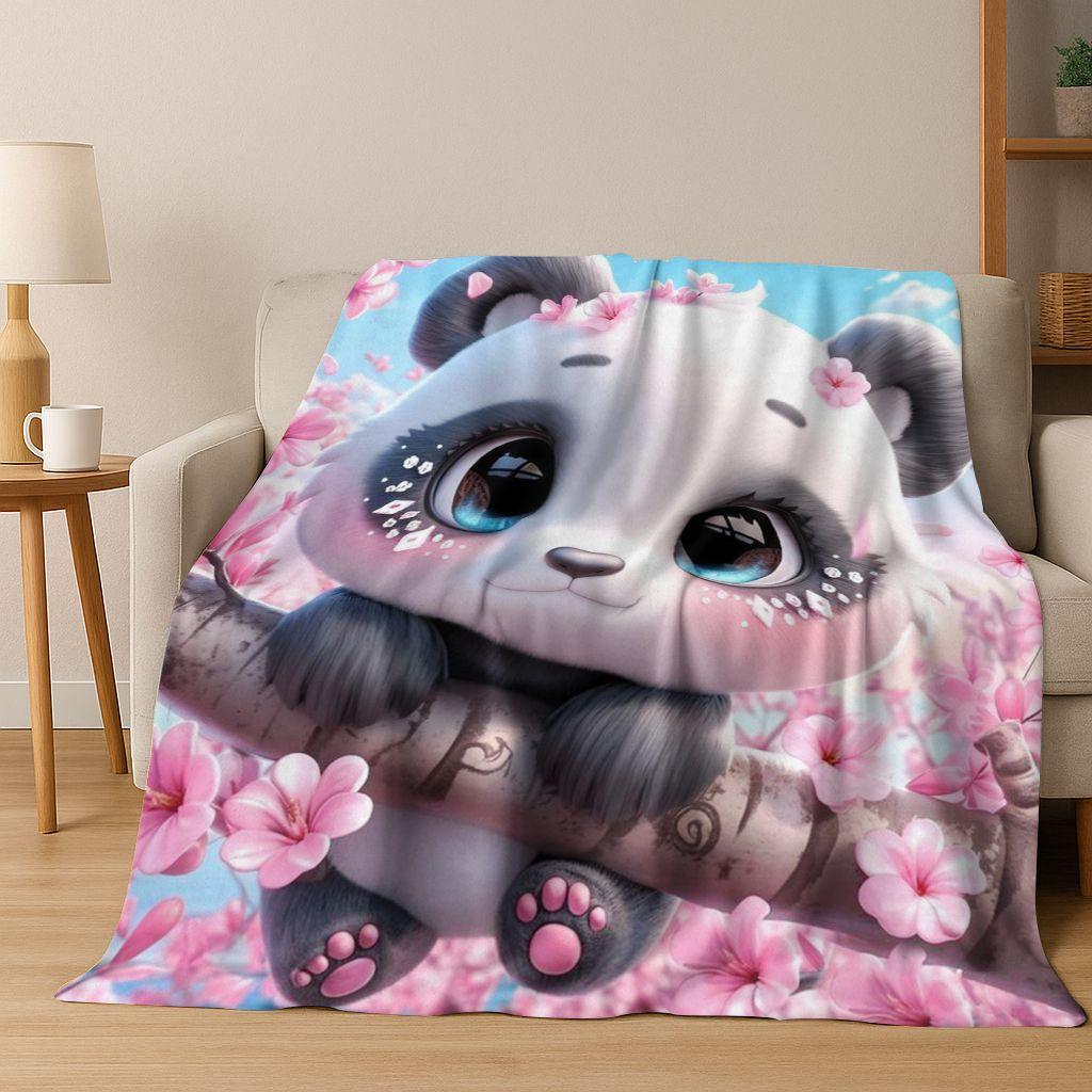 2026 New Dream Panda Cute Cartoon Art Flannel Blanket,Cozy Soft Throw Blanket for Home Bedroom Bed Sofa Picnic Cover Gift Kids