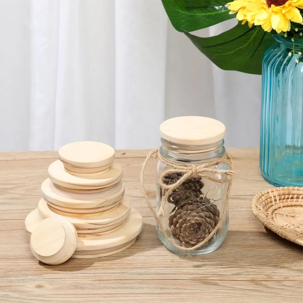 Various Sizes Kitchen Organization Bottle Sealing Caps Canning Storage Mason Jar Lid Wide Mouth Cover Wood Lids