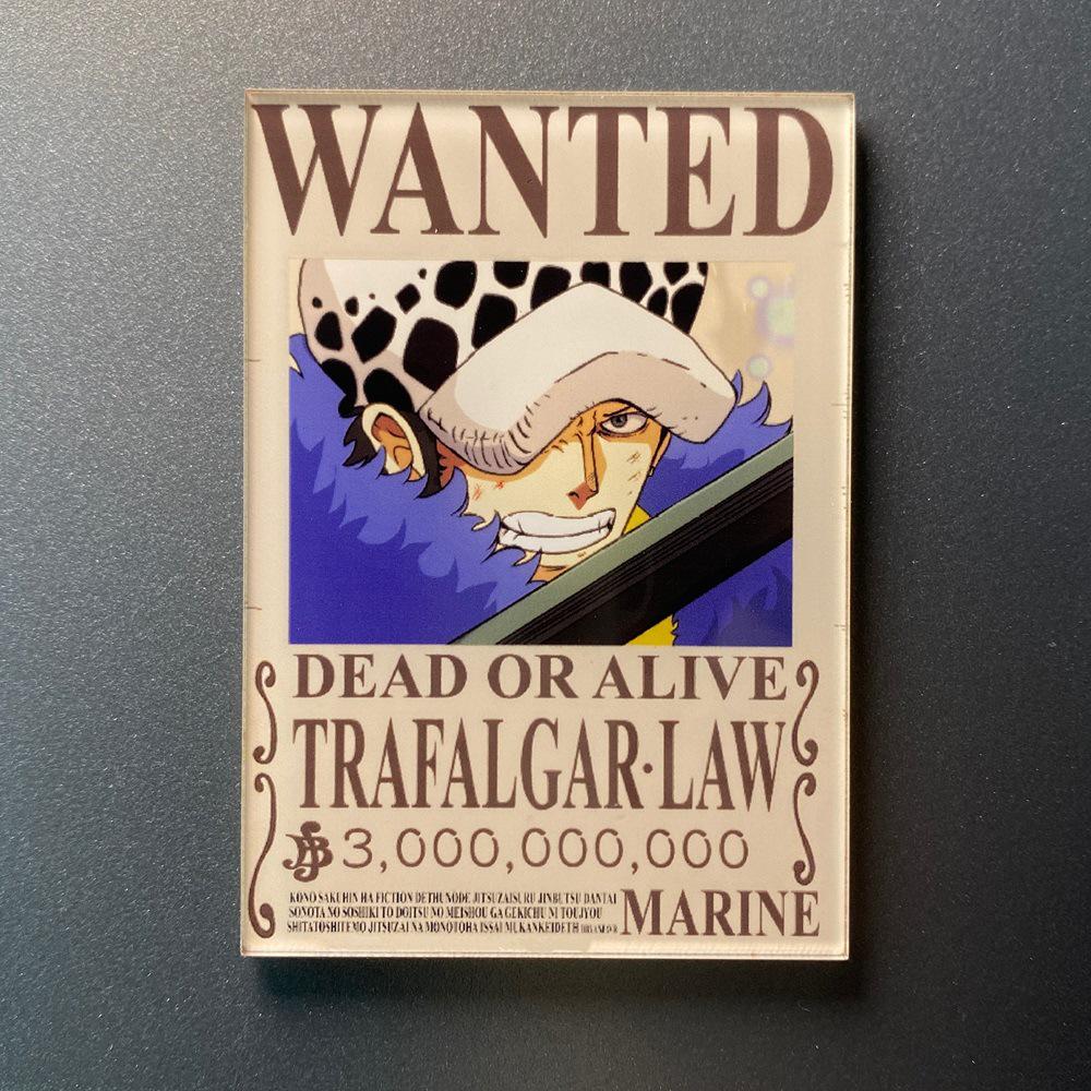 Kreativní magnet s plakátem Wanted z One Piece - Anime Kreslená Dekorace na ledničku & Samolepka na vzkazy