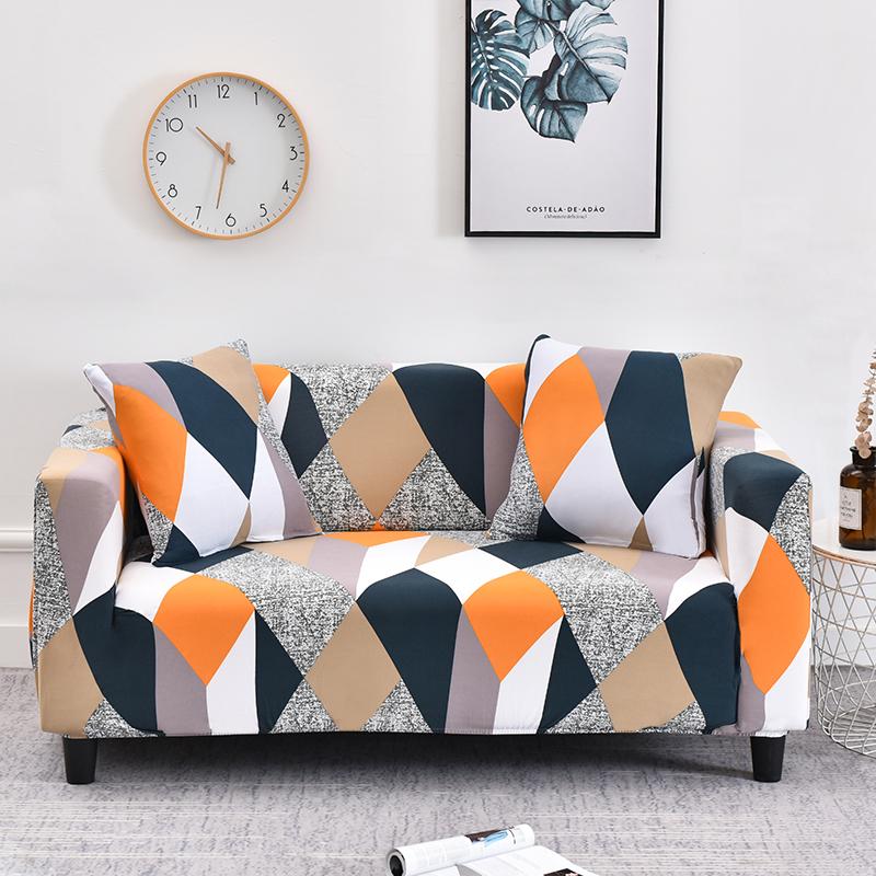 Stretch Sofa Cover Geometry  For Living Room Furniture Protector Couch Cover With Elastic Bottom Sofa Slipcovers For Pets, Kids