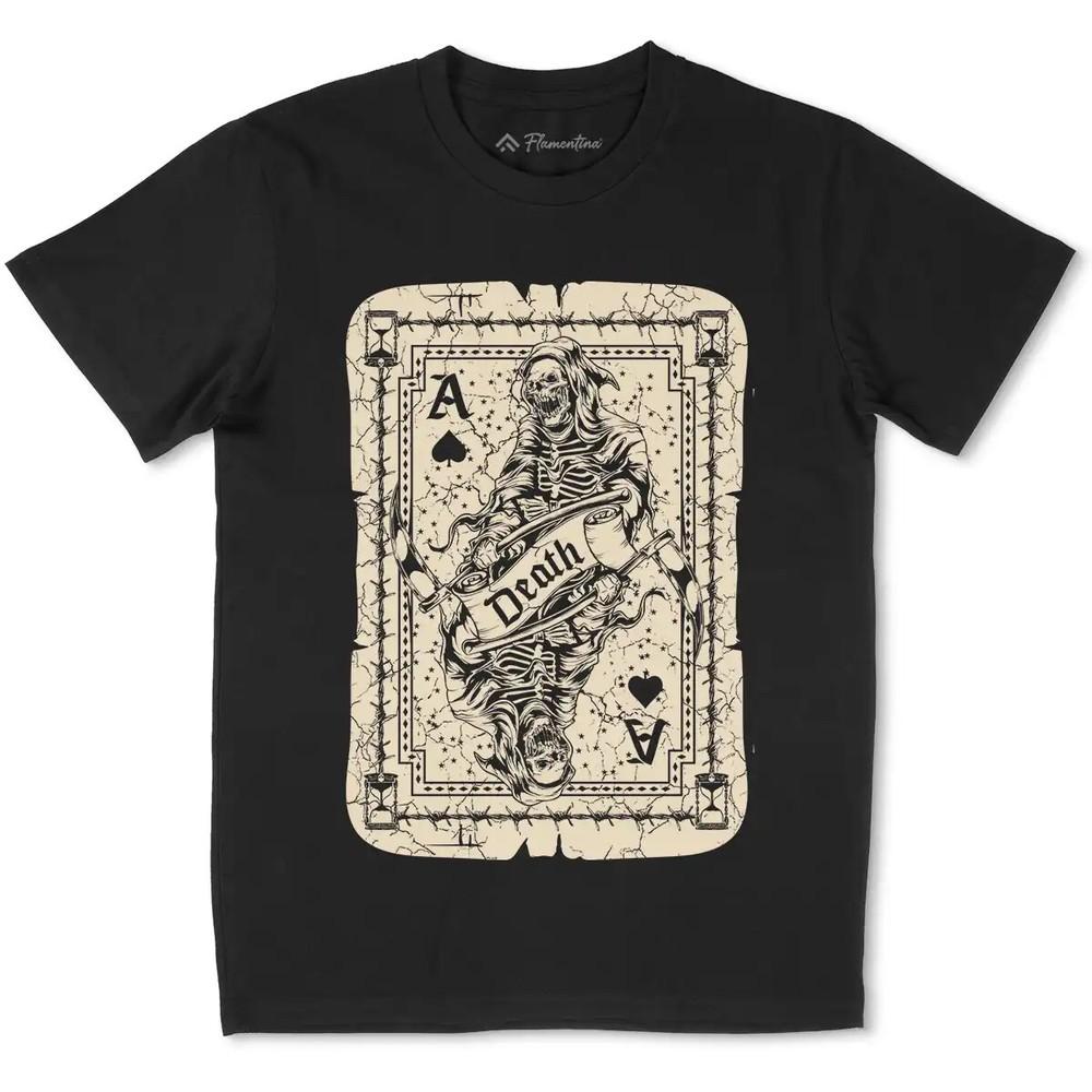Grim Reaper T-Shirt Horror Ace Card Queen King Skull Skeleton Death Tarot D038 S