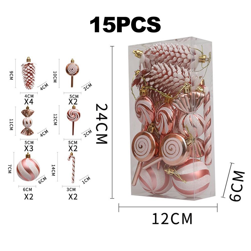 

Набор из 15 красочных рождественских украшений в виде леденцов для украшения елки розового золота