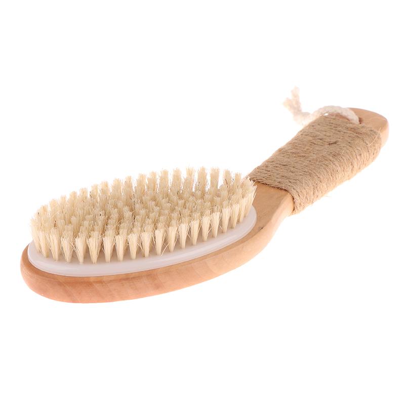 Wood + Bristle Full Body Natural Bristle Dry Skin Exfoliation Brush Massager Cleaner Scrubber
